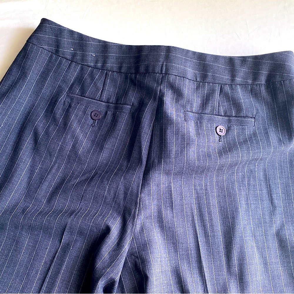 JONES NEW YORK NAVY WOOL BLEND PINSTRIPE WIDE LEG PANTS CAREER Blue 12 - Picture 4 of 7